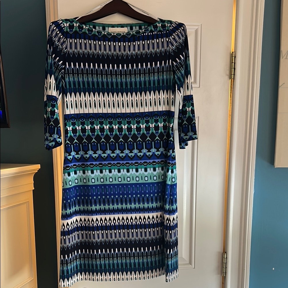 Blue Patterned Women's Dress by Donna Morgan